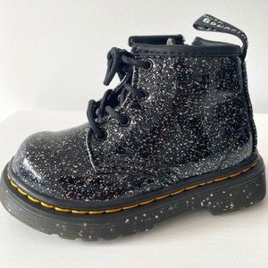 Doc Martens Black Glitter Patent Leather Boot for Baby/Infant